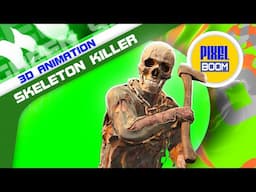 Blue Screen Killer Skeleton Monster Attacks Halloween - PixelBoom