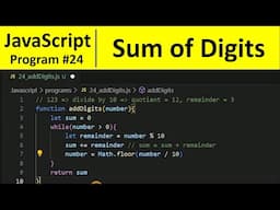 JavaScript Program 24 - Add Digits in a Number in JavaScript