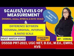 278.SCALES OF MEASUREMENT: NOMINAL,ORDINAL, INTERVAL & RATIO SCALE & DIFFERENCE BETWEEN THESE SCALES