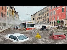 Italy went underwater! Heavy flooding sweeps away cars and people in Catania, Sicily, Europe