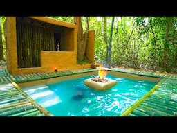 Build The Most Amazing Mini Bamboo Villa Swimming Pool by Ancient Skills