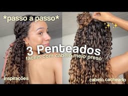 3 PENTEADOS FÁCEIS 🍂 *com o cabelo meio preso*