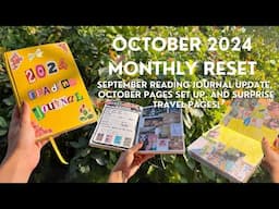 OCTOBER MONTHLY RESET | reading journal setup + updating sept + travel pages ⛄🧳🚆ft. neorah dot grid