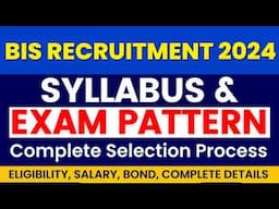 ✅ Syllabus for BIS Recruitment 2024 Notification | BIS Vacancy 2024 Pattern, Age, Salary | Details