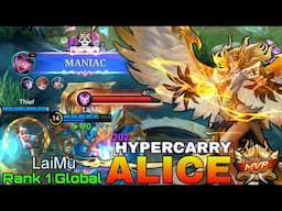 MANIAC Alice Hard Carry Jungler - Top 1 Global Alice by LaiMu - Mobile Legends