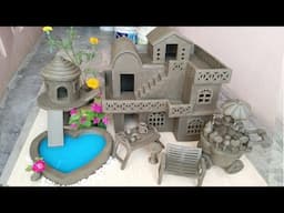 Clay House with Heart Aquarium and Ice Cream Kitchen Cart | Build Miniature House