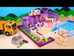 MASTER HAMSTER builds mini rainbow POOL FARM for HORSE FAMILY