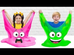 Colourful slime funny story with Varia and Fedia