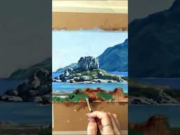 Transforming Vacation Memories into Art 🎨✨ Greek Island Painting #artshorts