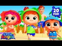 Playtime At The Beach | Animal Learning Videos | Little Angel Kids Songs & Nursery Rhymes