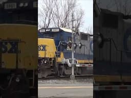 CSX B40 - 8 and GP38 - 2  hits the horn.