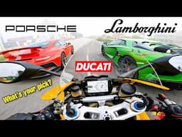 ನುಗ್ಗಿ ಬಿಡೋಣ್ವ 🤒 | Superbikes or Supercars? Ducati | ZX10R | Lamborghini | Porsche 🚀