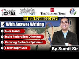 18 November 2024 | Editorial Discussion | Suez, Diabetes, Federalism  | Sumit sir