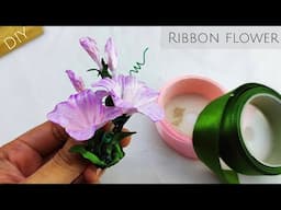 DIY ribbon flower/how to make flower brooch with satin ribbon easy