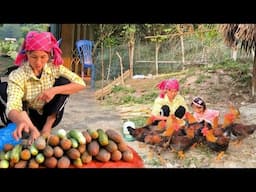 After a hard day's work earning money, mother happily watches her chickens grow with her daughter.