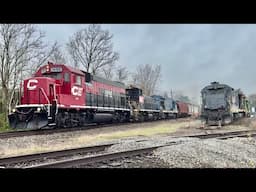 GE Locomotive Comes Back To Life!  Needed With 2 More Locomotives On LONG Train! Short Line Railroad