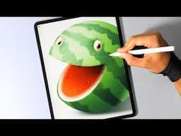 Watermelon Pac-Man | Illustration on iPad Pro