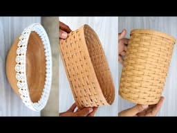 3 IDEAS CARDBOARD STORAGE BASKET | Cardboard Handmade Weaving Basket | Cardboard Recycle Ideas