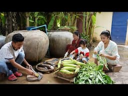 11 members of my family: We collect vegetable around home and cooking - Sreypov Life show