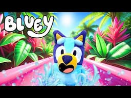 Bluey Magic Train Ride AND Water Park Fun! Bluey Pool Adventure