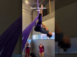 Double revolution aerial silks drop, intermediate aerial silks drop