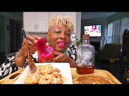 Fried Grits & Shrimp with sausage gravy Breakfast |Carters Eat Mukbang Eating Show