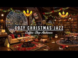 Relaxing Christmas Jazz by the Window ☕🎄 Cozy Coffee Shop Atmosphere & Snowfall for Calm Evenings