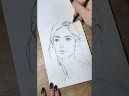 Using ONLY straight lines to draw a portrait #shorts #art