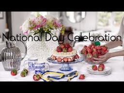 #18 National Day Celebration | Baking a 5-minute Strawberry Cake | Tying a Bouqet from our Garden