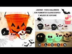 Jabones para Halloween base en glicerina con pigmentos que brillan en la oscuridad