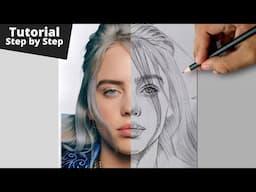 How to draw a face freehand - Face Sketch - Front view