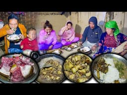 Local Pork Fry Recipe & Rice Eating with guest | Pork cooking and eating in the village #porkrecipe