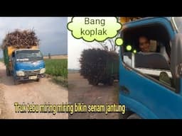 ngvlog truk tebu miring miring  di Jabar