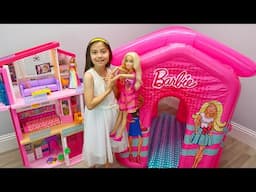 Pretend Play with Inflatable Playhouse Toy Makes Toys Appear!