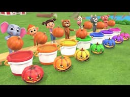 Farm Animals Learning Colors for Kids & Toddlers | PAINT A PUMPKIN & LEARN COLOURS | Kids Learning