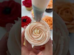 Easy pink rose #buttercreamflowers #cupcakebouquet #buttercream #food