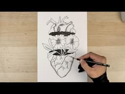 Easy symbolic drawing | Drawing a heart and flowers step by step | Arts Academy HD