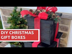 DIY Christmas Wood Gift Boxes - Porch Decor