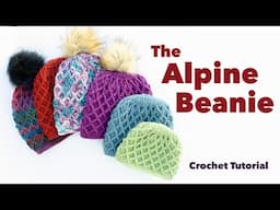 The Alpine Beanie Crochet Hat Tutorial, Updated. Diamond Waffle Stitch Crochet.