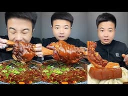 Mukbang Eating | ASMR | Chinese food Braised Elbow,Braised Pork Belly, Vegetables fried