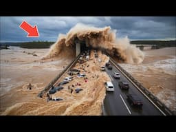 5 minutes ago! Dam burst in Malaga, Spain! Huge flood swept away cars and houses