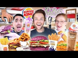 Tasting VIRAL HALLOWEEN Foods! BURGER KING Addams Family Menu!!!