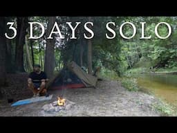 3 Days Solo Riverside Camping in the Wilderness | Canoe Camping | Morning Rain