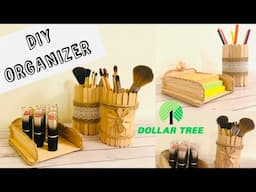 DIY DOLLAR TREE desk Organizer | EASY Farmhouse Desk / vanity DECOR