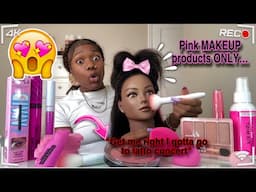 Doing my mannequin makeup only using pink products