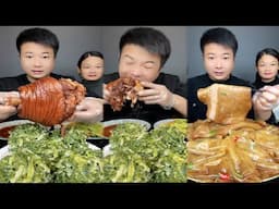 mukbang | Eating Pig Elbow​, ​Pickled vegetables, pig skin sauce, cold shredded gourd | Chinese food