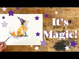 Create A MAGICAL Watercolor Fox In A Witch's Hat!