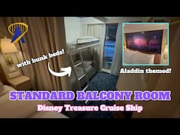 Disney Treasure Standard Balcony Room Tour with Bunk Beds