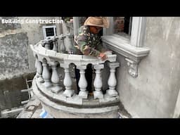 Technique Of Installing Round Railings With Precast Concrete Bars On The Terrace