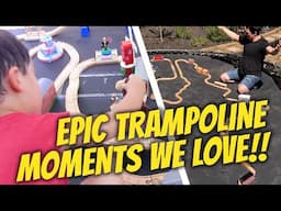 Epic Trampoline Challenges! Trains, Tracks & Fun! 🚂🎉